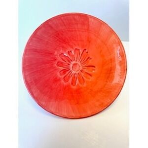 Hallmark Signature Daisy Embossed Coral Ceramic Plate Dishwsher Microwve Safe